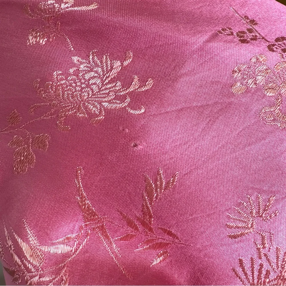 ESME Vintage Asian Oriental Embroidered Jacquard Long Silk Belted Kimono Robe M - Picture 4 of 16